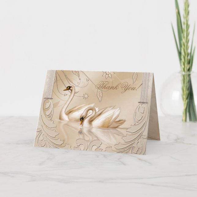 Elegante Golden Swans Formal Danke-Karte Dankeskarte (Vorderseite)