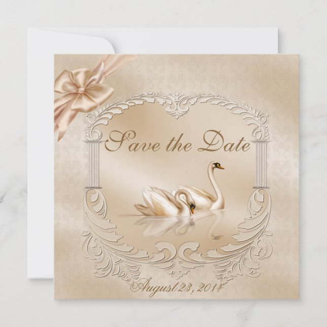Elegante Golden Swans Formal Save the Date (Vorderseite)