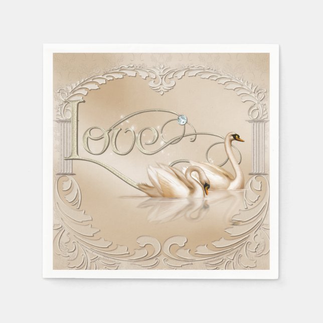 Elegante Golden Swans Serviette (Vorderseite)