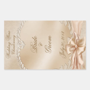 Elegante Golden Swans Wedding Wine Label Sticker