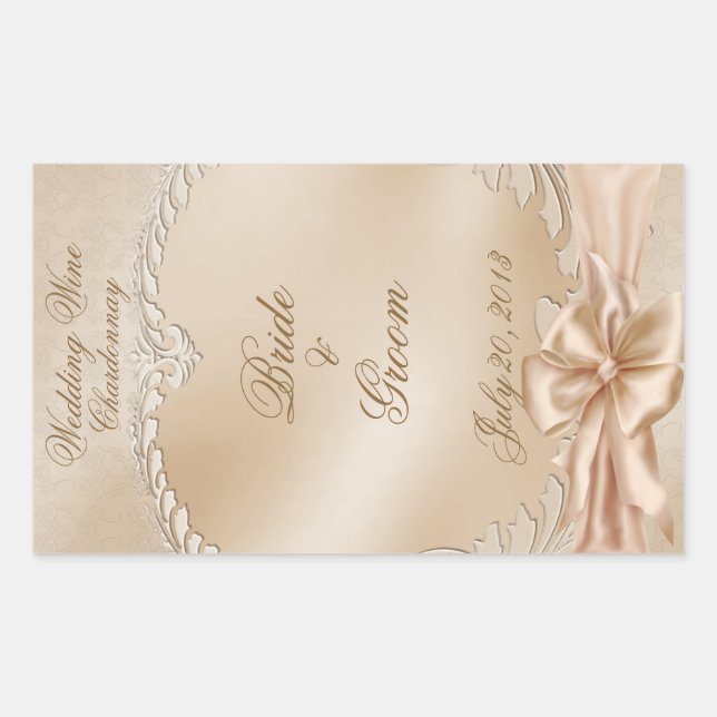 Elegante Golden Swans Wedding Wine Label Sticker (Vorderseite)