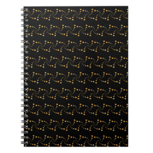 Elegante Golden Swirling Dots auf schwarz Notizblock