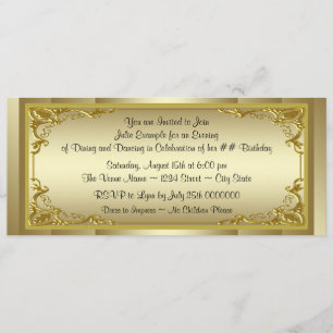 Elegante Golden Ticket Geburtstagsparty Einladung