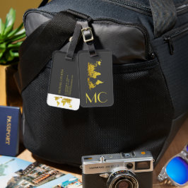 Elegante Golden Travel Mit Monogramm Name Gepäckanhänger