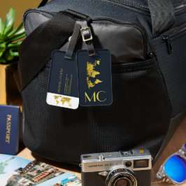 Elegante Golden Travel Mit Monogramm Name Gepäckanhänger