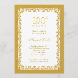 Elegante goldene 100. Geburtstagsparty Einladung