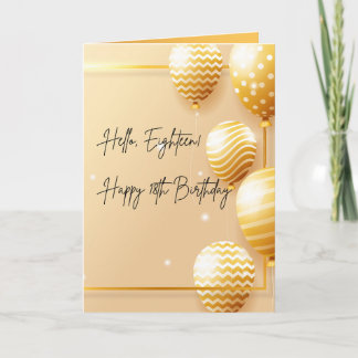 Elegante goldene 18. Geburtstagskarte mit Ballons Karte