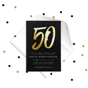 Elegante goldene 50. Geburtstagsfeier Folieneinladung