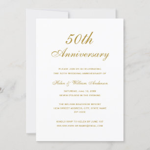 Elegante Goldene 50. Hochzeitsjubiläumseinladung Einladung