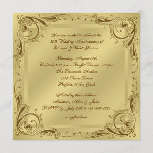 Elegante Goldene 50. Hochzeitstag-Party Einladung