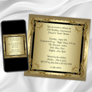 Elegante Goldene 50. Hochzeitstag-Party Einladung