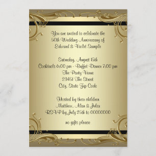 Elegante Goldene 50. Hochzeitstag-Party Einladung
