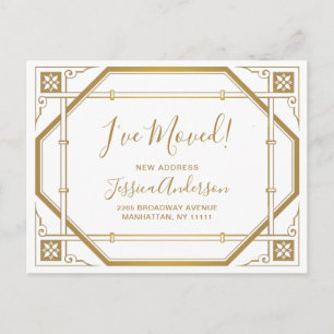 Elegante goldene Art Deco-Ankündigung für einen Um Postkarte