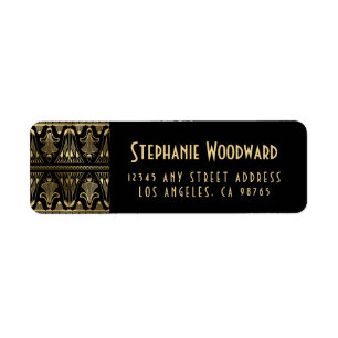 Elegante goldene Art Deco-Blumenmuster-Rücksendead
