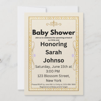 Elegante Goldene Babyparty-Einladungsvorlage Save The Date