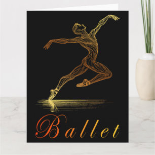 Elegante goldene Balletttänzerin Linienkunst-Illus Dankeskarte