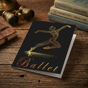 Elegante goldene Balletttänzerin Linienkunst-Illus Dankeskarte