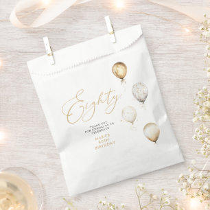 Elegante Goldene Ballon 80. Geburtstagsfeier Geschenktütchen