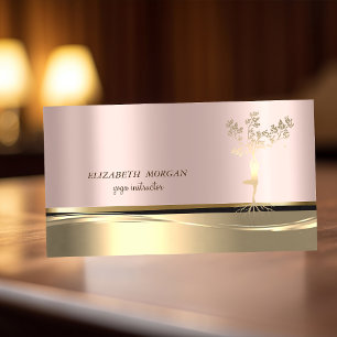 Elegante Goldene Baum Mädchen Silhouette Roségold Visitenkarte