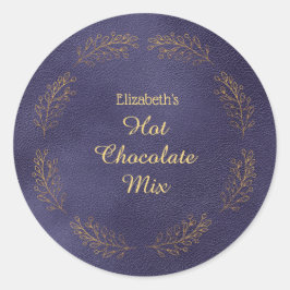 Elegante Goldene Blätter Blau Weihnachts-Heiße-Sch Runder Aufkleber