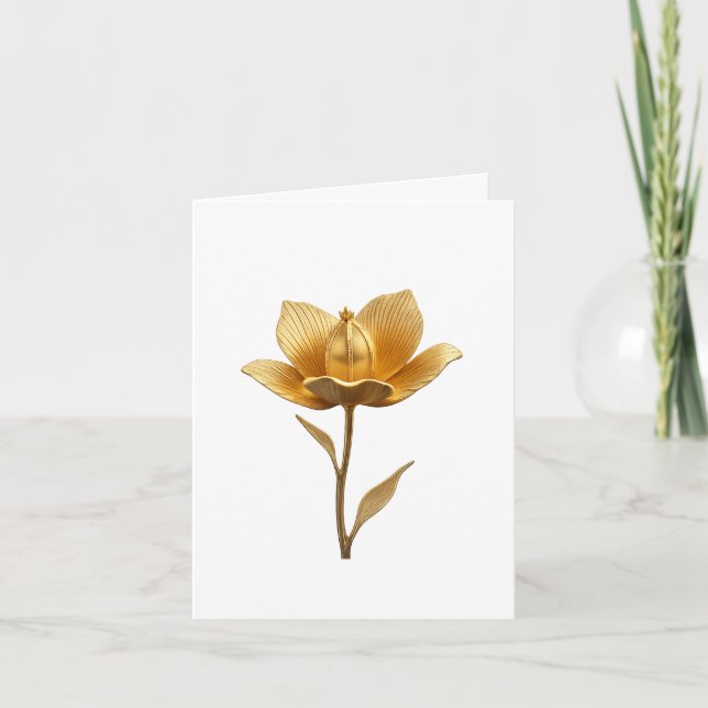 Elegante Goldene Blume - Einladung zur Hochzeit (Vorderseite)