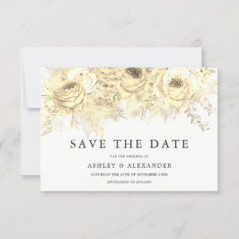 Elegante goldene Blume Hochzeit speichern das Datu Save The Date