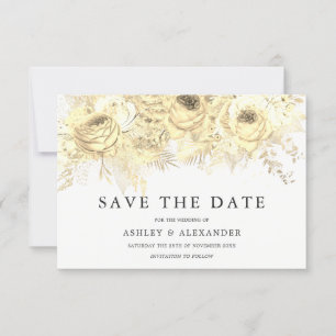 Elegante goldene Blume Hochzeit speichern das Datu Save The Date
