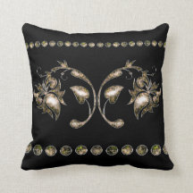 Elegante goldene Blume Schwarz Stilkissen