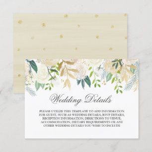 Elegante goldene Blumen-Aquarell-Hochzeitsdetails Einladung