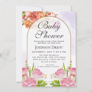 Elegante goldene Blumen-Baby-Shower-Einladung Einladung