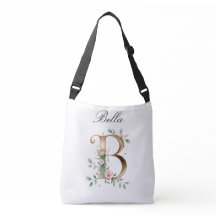 Elegante goldene Blumen-Buchstabe-B-Umbhängetasche