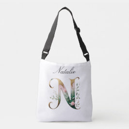 Elegante goldene Blumen-Buchstabe N Umhängetasche Tragetaschen Mit Langen Trägern