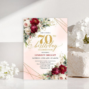 Elegante goldene Blumen-Einladung zum 70. Geburtst Einladung