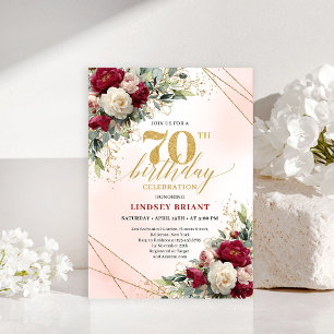 Elegante goldene Blumen-Einladung zum 70. Geburtst Einladung