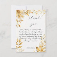 Elegante goldene Blumen-Hochzeit-Dankeskarten