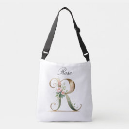 Elegante goldene Blumen-Letter-R-Umhängetasche Tragetaschen Mit Langen Trägern