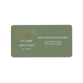 Elegante goldene Blumen Sage Green Hochzeit Antwor Adressaufkleber
