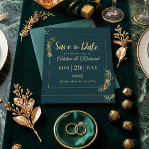 Elegante goldene Blumen-Save-the-Date-Karte Feiertagskarte