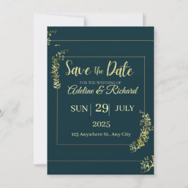 Elegante goldene Blumen-Save-the-Date-Karte Save The Date
