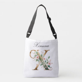 Elegante goldene Blumenletter X Umhängetasche Tragetaschen Mit Langen Trägern