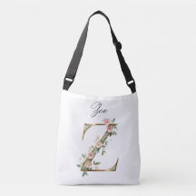 Elegante goldene Blumenletter Z Umhängetasche