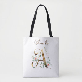 Elegante Goldene Blumige Buchstabe A All-Over-Druc