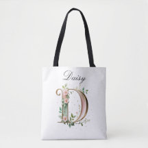 Elegante Goldene Blumige Buchstabe D All-Over-Druc