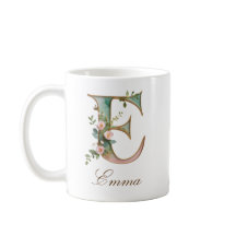 Elegante Goldene Blumige Buchstabe E Monogramm Tas