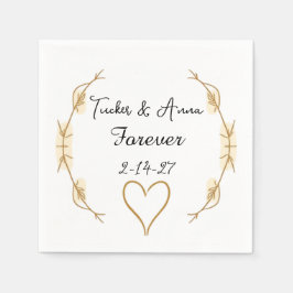 Elegante Goldene Blumige Hochzeitsserviette Foreve Serviette