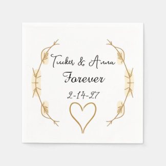 Elegante Goldene Blumige Hochzeitsserviette Foreve Serviette