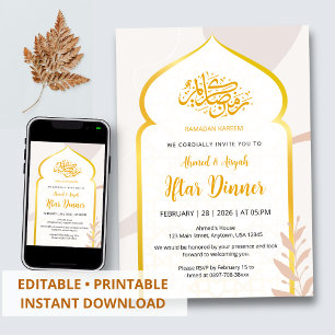 Elegante goldene Bogen-Islam-Iftar-Party-Einladung Einladung