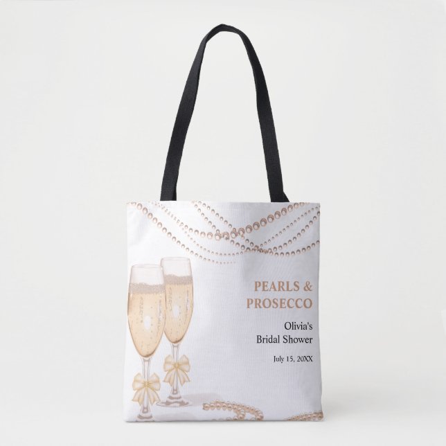 Elegante Goldene Bogen Perlen und Prosecco Brautpa (Vorderseite)
