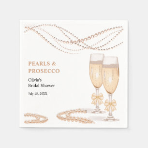 Elegante Goldene Bogen Perlen und Prosecco Brautpa Serviette