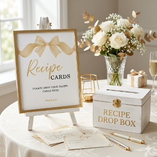 Elegante Goldene Bogen-Rezeptkarten-Schilder Braut Poster
